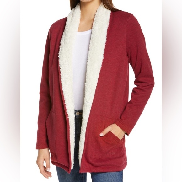 L.L. Bean 1912 Sherpa Fleece Lined Fuzzy Fur Open Front Cardigan Jacket 2X Plus - Picture 4 of 14